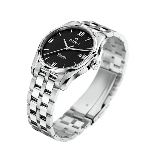 Titoni Air Ball-Serie Automatic Mechanical Steel Band Herrenwache [618 Karneval] 40-mm-Stahlband Black Disk 83908 S-687