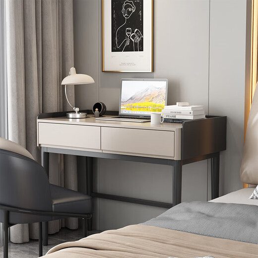 Shijia (HOME COLLECTOR) modern simple solid wood paint desk home study study computer desk bedroom bedside dressing table dressing table 0.8 meters desk - rice apricot gray single desk