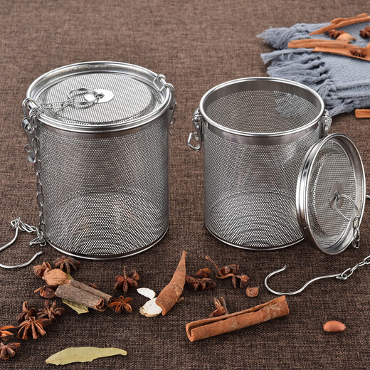 Leishton brine cage brine filter stainless steel brine basket brine bag filter bag aniseed filter seasoning ball seasoning box micropore 8X9cm (about 30-50 grams of material)