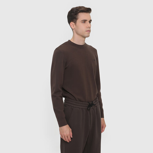 Callisto [Wolle gemischt doppelseitig Jacquard] Herbst und Winter warmer runder Nackenpullover für Männer Geschäft Casual Pullover Strick-Pullover Kaffee 2xl [54 Größe] 120