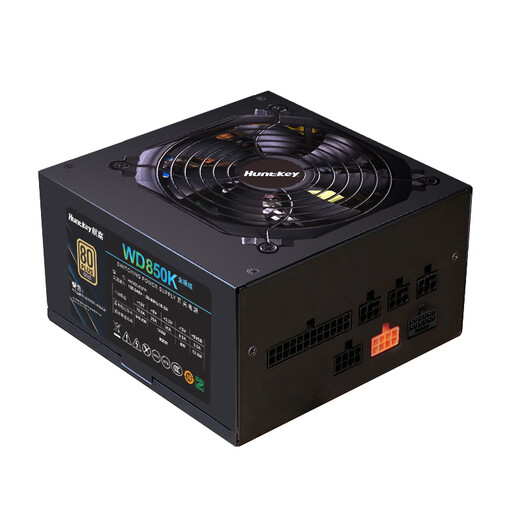 Huntkey WD850K Vollmodul Goldmedaille 850W Computer Stromversorgung (80plus Goldmedaille/Einzelkanal 70.8a/natives PCIE5.0/Vollspannung/LLC+SR+DC-DC)