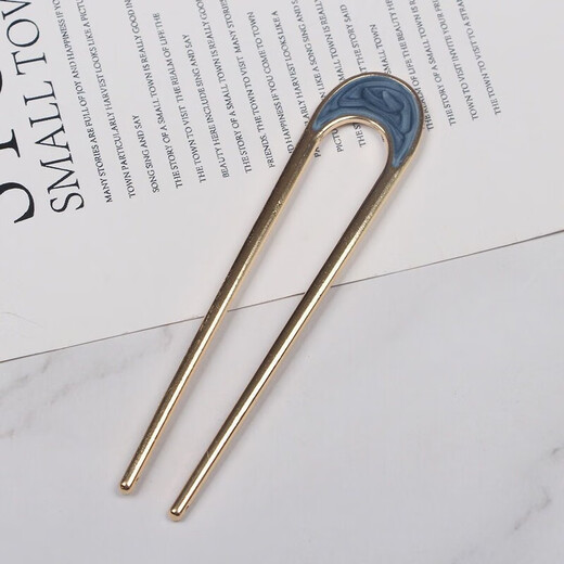 Octagonal rose national style U-shaped hairpin hair fork metal short hairpin short style hairpin retro all-match plug alloy hair fork two-tooth wave Molan