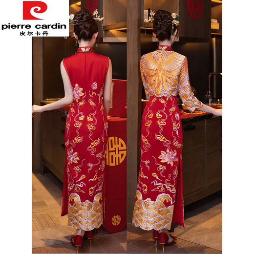 皮尔卡丹（pierre cardin）秀禾服婚服2025新款结婚敬酒礼服新娘龙凤褂中式嫁衣旗袍显瘦 XH1049星熠无头饰 M