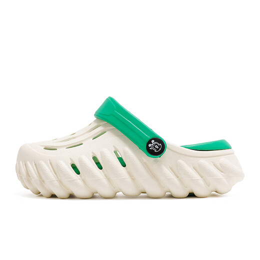 巴布豆童鞋男童夏季凉鞋新款儿童拖鞋中大童室外洞洞鞋女孩鞋子 米/草地绿 28 -29适合脚长18.5cm