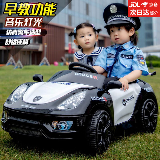 Babypure Shine Children's Elektroauto Vierradauto Babypolizeiwagen Babywagen und weibliche Kinder mit Fernbedienung können auf dem Schwungspielzeug der Menschen sitzen. Das Luxus-Dual-Rad-Laufwerk weiß [Fernbedienungsschung + Bluetooth] großer Standard