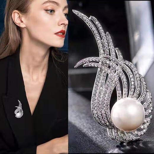 Crystal brooch for women, high-end corsage, light luxury suit badge, anti-exposure, practical corner button, coat fashion accessories, elegant brooch three-piece set TS171