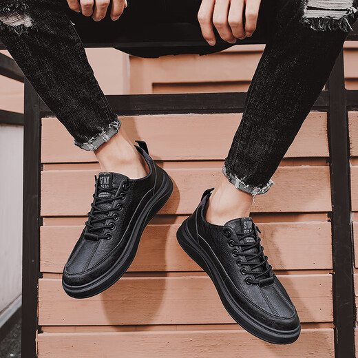 Changxiang huili masculin's chaussures 2025 été new pure noire de travail chaussures chaussures cuir chaussures non glissées étanche et épreuve d'huile de travail de travail