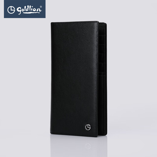 Jinlilai leather goods men's wallet simple long top layer cowhide wallet business card bag light business leather bag merchant shopping mall same style 99K8-Black