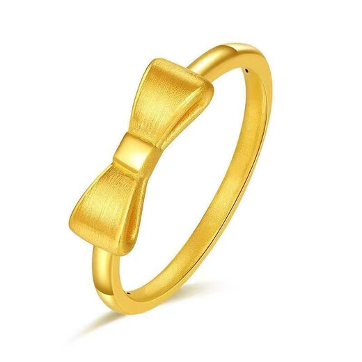 BXE pure gold 999 pure silver bow ring gold-coated silver plain ring princess ring live mouth adjustment wife seven gold-coated silver brushed bow ring 1.6g collect and receive certificate + receipt + gift box