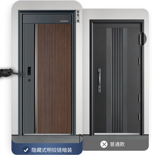 群晖QUNHUI精品安全门甲级防盗门家用进户门防撬入户门大屏可视智能锁 QH-F8813子母门+大屏可视智能锁
