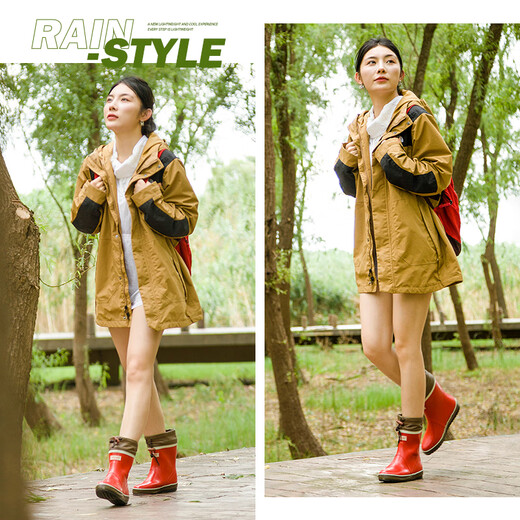 Very good (Jolly Walk) water shoes women's rain boots short tube rain boots waterproof rubber shoes waterproof non-slip student shoes fashion with saliva boots JW302 red 37