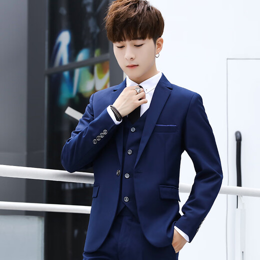 18-year-old teenagers, high school students, adult dresses, suits, boys' suits, suits, men's small suits, student casual suits, three-piece wedding dresses, black_suit + trousers + shirt + tie XXL