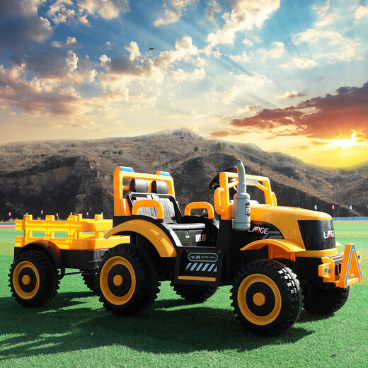 Handsome red children's electric vehicle tractor can sit on extra large bucket with bucket off-road remote control toy vehicle engineering vehicle for boys and children blue 550 motor 12V7A battery remote control