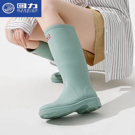 回力雨鞋女新款时尚户外中高筒防水雨靴水鞋防滑耐磨套鞋胶鞋 薄荷绿色 38