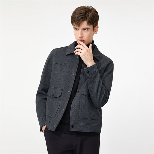 Jinlilai GY Clothing Single Jacket Men's Lapel Single Jacket Fashion Casual Men's Top Jacket Grey 1XL