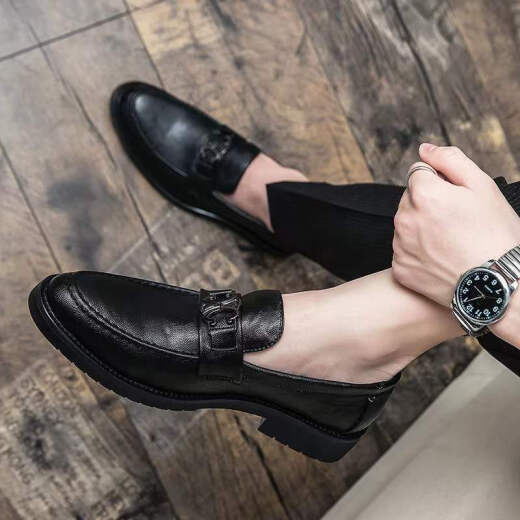 Katile Crocodile Winter Style Coreano Corea Toe Cuero zapatos para hombres Zapatos de hombres casuales de moda británica para estilistas de negocios Doudou zapatos para hombres un pie 6191 Black 40 zapatos deportivos Tamaño