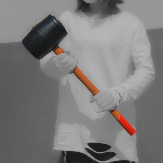 An Junsheng rubber hammer plastic hammer rubber hammer wooden handle champagne hammer tile multi-functional construction and installation transparent rubber hammer good quality small size 750