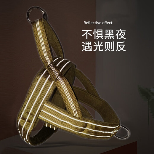 COCS dog rope traction rope, medium and large dog vest-style harness, adjustable German shepherd, border collie, explosion-proof dog collar, chest and back + reflective traction rope L (recommended weight 45-75Jin Jin equals 0.5 kg)