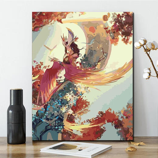Mppmck Fan Xiangdiy digitales Ölgemälde maßgeschneidertes Schlafzimmer Animation Animation handgefertigtes Farbmalerei Öl Farbendekoration Malerblatt Make-up X11976 60*75 bestelltes innerer Rahmen Hoch definitions Lichtfarbe Malmalerei + Schönheit