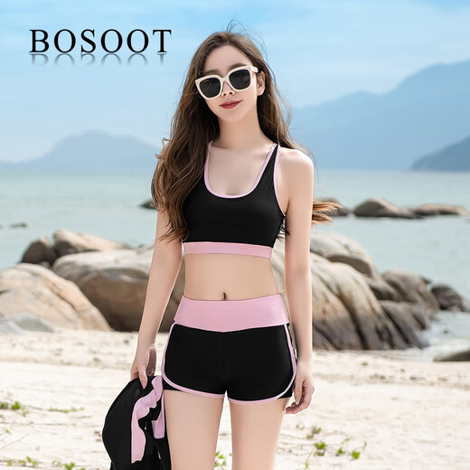 BOSOOT Korean split wetsuit quick-drying zipper hooded jellyfish suit for men and women long-sleeved swimsuit surfing suit couple set men's three-piece set 2XL