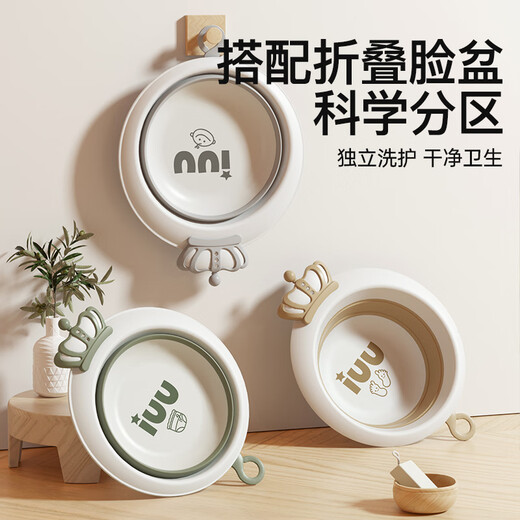 iuu婴儿洗澡盆 可折叠宝宝浴盆大号 洗澡神器躺托浴架新生儿童用品 【北欧灰】+浴架+浴垫+脸盆*3 材质：FAD食品级材质检测认证