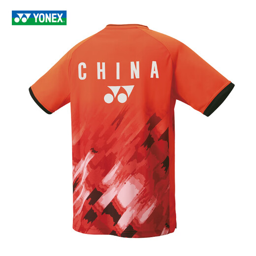 YONEX尤尼克斯2024年羽毛球队大赛服 男女款速干运动短袖T恤短裤短裙 10581CR/686亮橙/大赛款男T恤 L