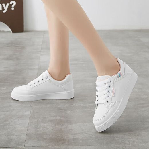 Warrior casual shoes for women, outdoor thickening, simple and versatile white shoes, student couple sneakers, running sneakers WXY-L319N white powder 37