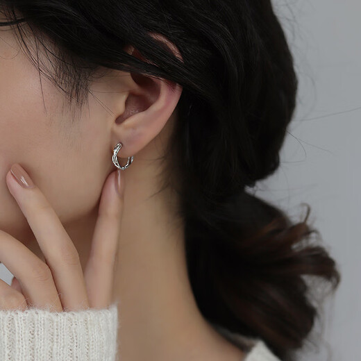 Nilan platinum earrings PT950 unique circle female sense light luxury niche design platinum earrings 2024 thorn earrings