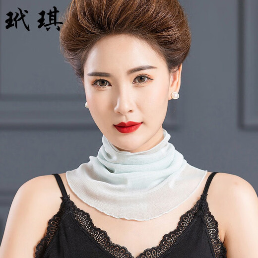 玳琪防晒围脖护颈夏季薄款透气100%真丝丝巾女假领百搭纯色桑蚕丝脖套 黑色