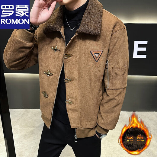 Veste d'hiver intégrée Romon High Deer Hiver Hiver grande taille Velvet d'agneau pour hommes Plus Velvet épaissis de veste tendance 9888 Black L