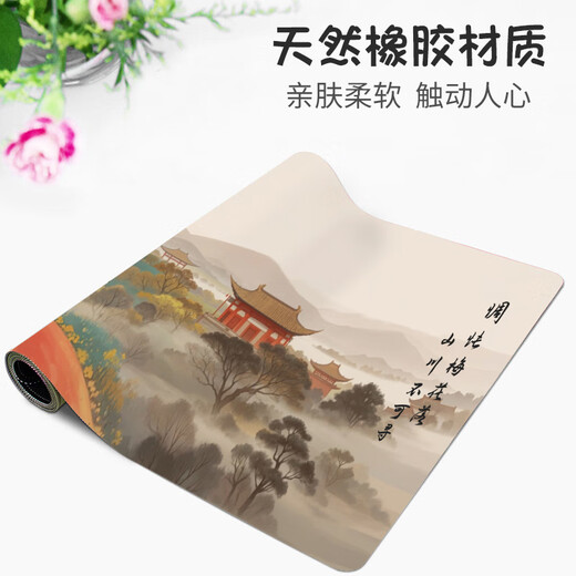 趣味极国风山水鼠标垫电脑键盘垫超大风景水墨画男女生电竞游戏简约防滑护腕垫办公桌垫可定制高颜值百搭 11991 所求皆所愿 80厘米x30厘米x4毫米