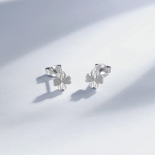 ZLF (ZLF) PT950 platinum earrings for women, lucky four-leaf clover earrings 1.75g