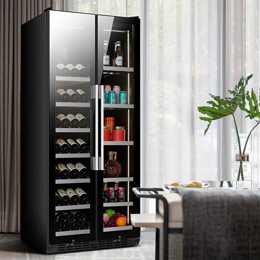 BAIKAILUN frequency converter wine cabinet dual temperature constant temperature red cabinet home living room ice bar office tea refrigerator double door office thin zero embedded bench embedded freezer embedded glass refrigerator mirror dual temperature full display 162 bottles thin section