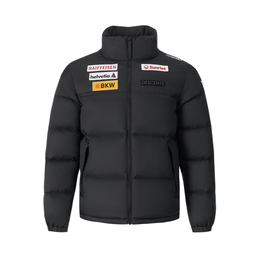 DESCENTE SKI STYLE Same Model for men and women Swiss national team cooperation Light and heat transfer energy storage Short down jacket BK-Night fog black L (175/96A)