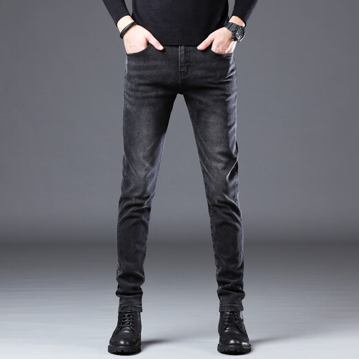 
JEEP SPIRIT jeans men's spring and autumn new straight-leg casual pants men's straight slim fit fashionable versatile trousers 1048 black 28