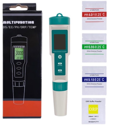 
XMSJ custom five-in-one multifunctional water quality detection pen PH pen acidity meter TDS conductivity tester Temperature salinity EC/PH/temperature backlight 9902