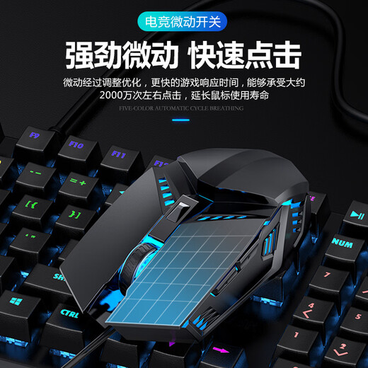 Tafik mouse wired USB office home game macro e-sports male Internet cafe peripherals desktop computer cf special mechanical e-sports lol business notebook silent 6-button economical set silent gaming mouse + edge-locking mouse pad