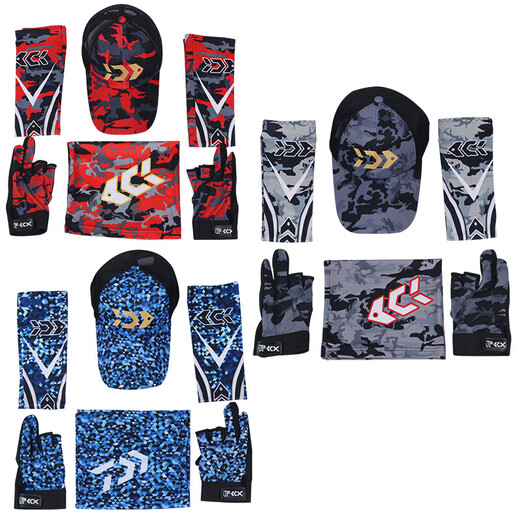 Panleda new outdoor fishing sunscreen ice silk fishing hat sleeves face towel gloves four-piece set fishing gear new gray suit