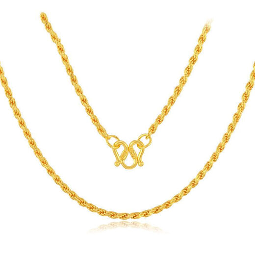 An Feng 999 gold-covered silver-covered gold rope twist necklace pure gold versatile plain chain Women's Day gift gold-covered silver chain small twist necklace weighing about 15 grams