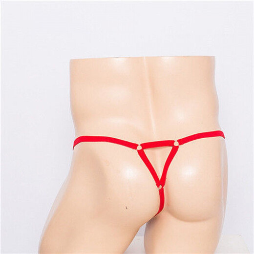 Guiruo Herren -Tanga ein Riemen sexy transparente Bag Gun Bullet separate Eisen Randspitzen Physiologische Höschen Männer rote Uniform Größe