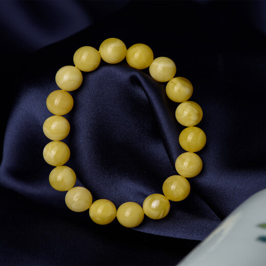 Jiale Amber Beeswax Bracelet Women's Amber Bracelet Single Circle Bead Natural No Baked No Optimization Birthday Gift for Girlfriend First Generation Beeswax About 7-8g About 8.5+mmA0214