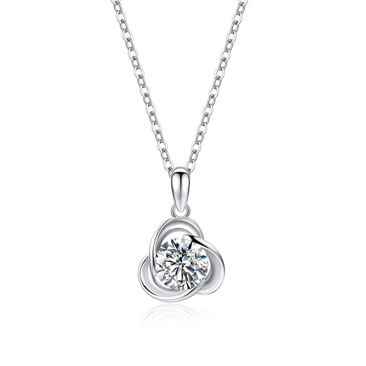 Fanci (Fanci) colored gold necklace for women simple moissanite clover pendant white gold clavicle chain Yangying necklace