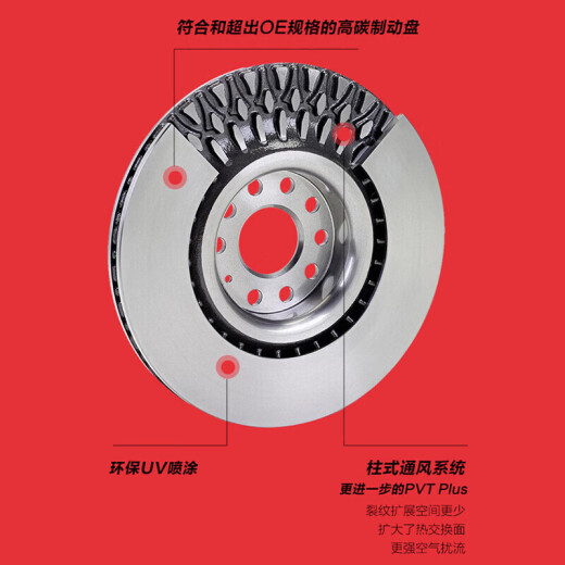布雷博（Brembo）刹车前盘高碳2轮雷克萨斯RX200t/RX300/RX350/RX450h09E12611