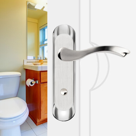 HOTUN – serrure de porte de salle de bains en acier inoxydable, en alliage d'aluminium, poignée à langue unique, serrure de porte de toilette, distance de trou 110