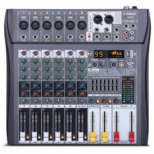 Yamaha Yamaha 8-channel 12-channel mixer outdoor stage performance conference home with USB Bluetooth equalization effect MX60-6 channel