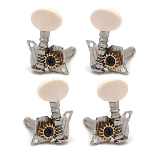 
Cheerful ukulele string knobs plated round head fully enclosed small four-string guitar button ukulele string knobs accessories black round head handle set (4 pieces)