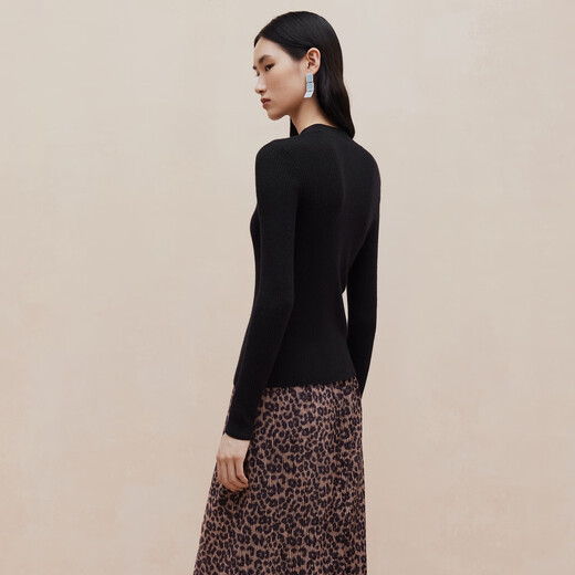 Firststation Daya Home Fashion Half High Neck Slim Slim Long Manche Base Shirt Women's 24 Automne et hiver Nouveau modèle 9905A noir 160 / 84A / M