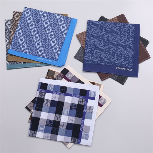 Zeluo 43cm Herren reines Baumwollgedruckte kariertes Taschentuch Sommer Dünnes Taschentuch Vintage Nostalgic Baumwollweiche Quadratschalbeschuss Zi Rui-no. 1 [3 Packs]