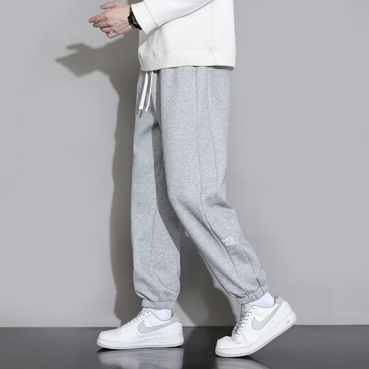 Foss Phil Casual Hosen Herren Frühling und Sommer dünne lose Sportbindungshosen Straighthose Herren K05 Hellgrau 2xl