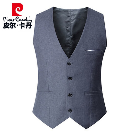 Pierre Cardin Men's Suit Vest Korean Style Slim Vest Autumn Thin Trendy Casual British Style Small Vest Men Navy Blue High Quality Model XL 118-130Jin [Jin equals 0.5 kg]